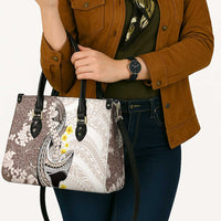 Brown and White Hawaii Shark Tattoo Leather Bag Puakenikeni Lei Plumeria Polynesian Pattern LT14 - Polynesian Pride