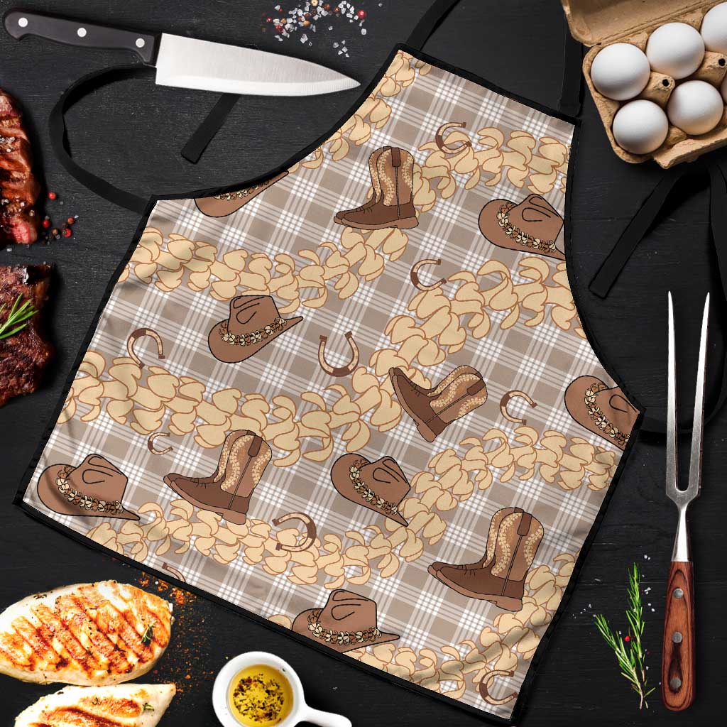 Khaki Palaka Hawaii Cowboy Apron Puakenikeni Lei Paniolo Papale Seamless Vibes - Polynesian Pride