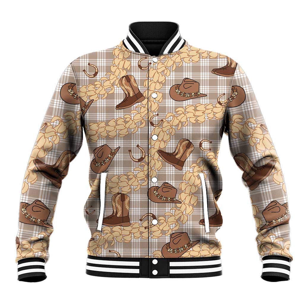 Khaki Palaka Hawaii Cowboy Baseball Jacket Puakenikeni Lei Paniolo Papale Seamless Vibes LT14 Unisex Khaki - Polynesian Pride