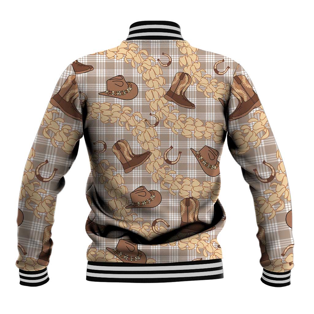 Khaki Palaka Hawaii Cowboy Baseball Jacket Puakenikeni Lei Paniolo Papale Seamless Vibes LT14 - Polynesian Pride