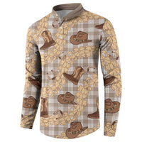 Khaki Palaka Hawaii Cowboy Button Sweatshirt Puakenikeni Lei Paniolo Papale Seamless Vibes - Polynesian Pride