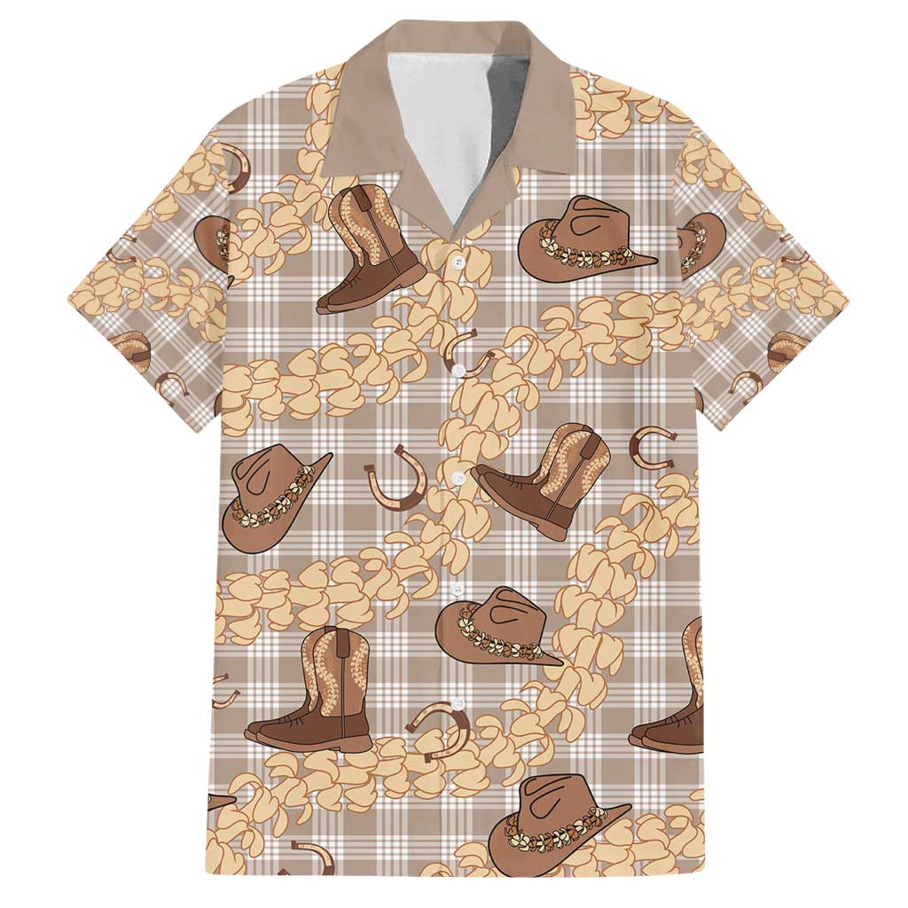 Khaki Palaka Hawaii Cowboy Family Matching Long Sleeve Bodycon Dress and Hawaiian Shirt Puakenikeni Lei Paniolo Papale Seamless Vibes LT14 Dad's Shirt - Short Sleeve Khaki - Polynesian Pride