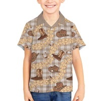 Khaki Palaka Hawaii Cowboy Family Matching Off Shoulder Maxi Dress and Hawaiian Shirt Puakenikeni Lei Paniolo Papale Seamless Vibes LT14 Son's Shirt Khaki - Polynesian Pride