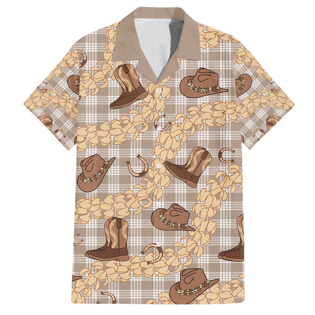Khaki Palaka Hawaii Cowboy Family Matching Summer Maxi Dress and Hawaiian Shirt Puakenikeni Lei Paniolo Papale Seamless Vibes LT14 Dad's Shirt - Short Sleeve Khaki - Polynesian Pride