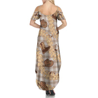 Khaki Palaka Hawaii Cowboy Family Matching Summer Maxi Dress and Hawaiian Shirt Puakenikeni Lei Paniolo Papale Seamless Vibes LT14 - Polynesian Pride