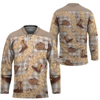 Khaki Palaka Hawaii Cowboy Hockey Jersey Puakenikeni Lei Paniolo Papale Seamless Vibes - Polynesian Pride