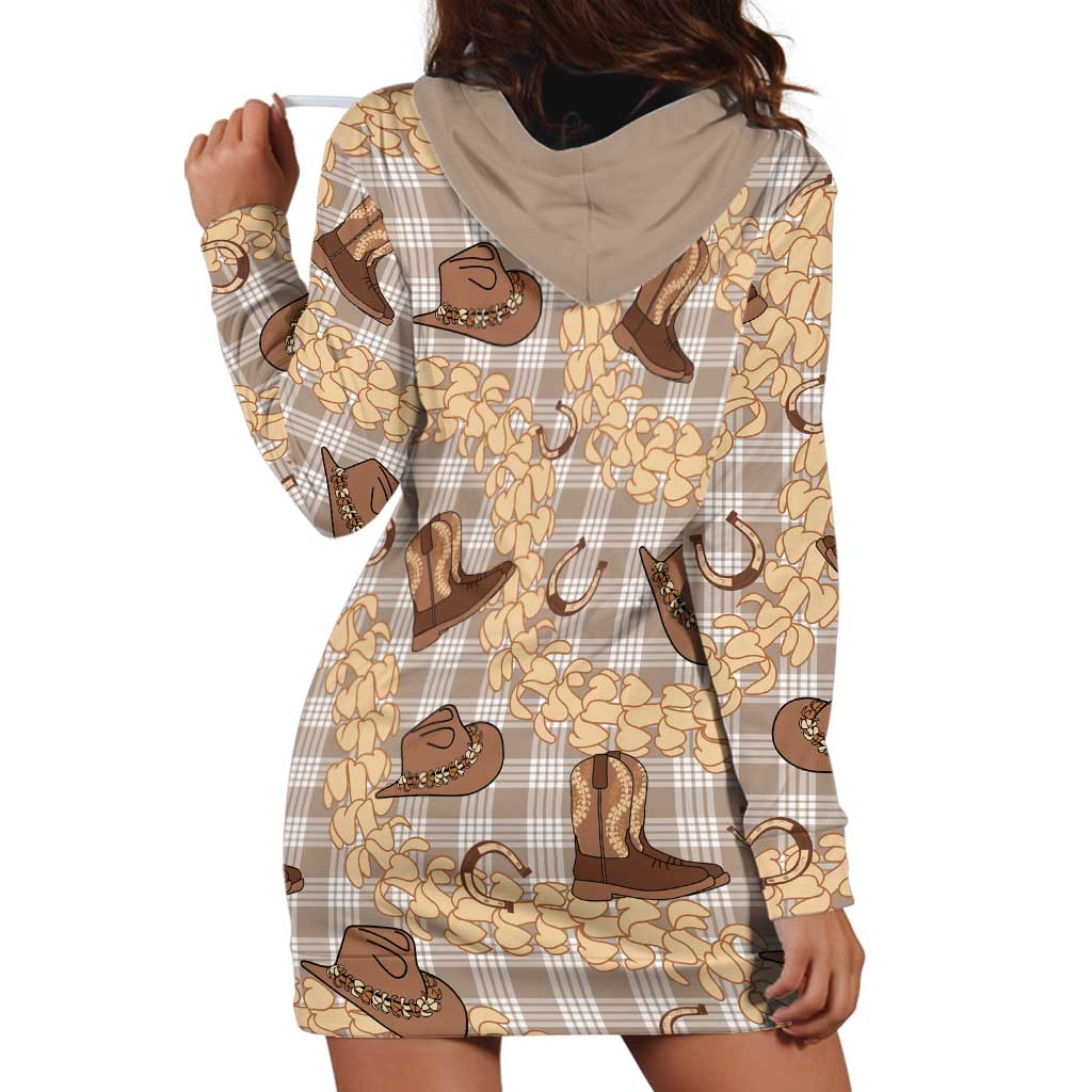 Khaki Palaka Hawaii Cowboy Hoodie Dress Puakenikeni Lei Paniolo Papale Seamless Vibes LT14 - Polynesian Pride