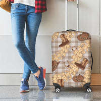 Khaki Palaka Hawaii Cowboy Luggage Cover Puakenikeni Lei Paniolo Papale Seamless Vibes - Polynesian Pride
