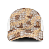 Khaki Palaka Hawaii Cowboy Mesh Trucker Cap Puakenikeni Lei Paniolo Papale Seamless Vibes - Polynesian Pride