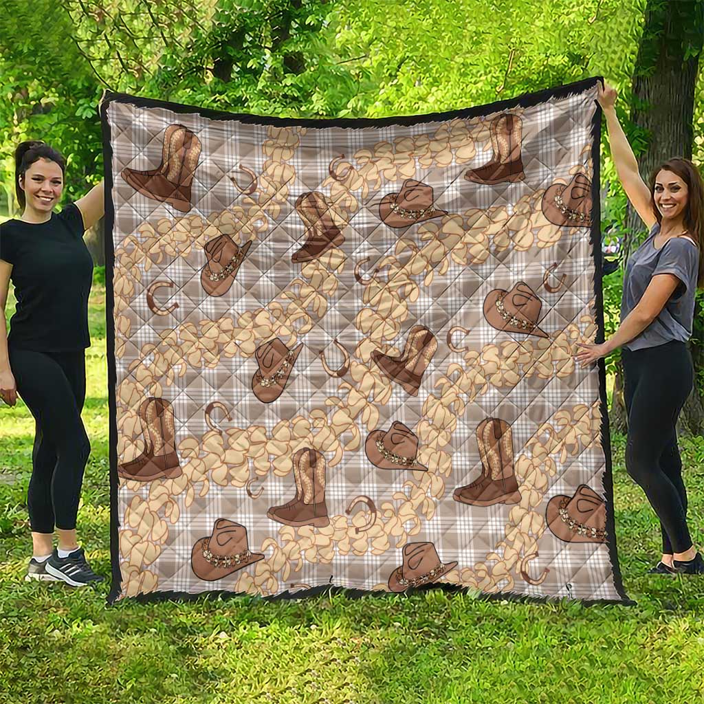 Khaki Palaka Hawaii Cowboy Quilt Puakenikeni Lei Paniolo Papale Seamless Vibes - Polynesian Pride