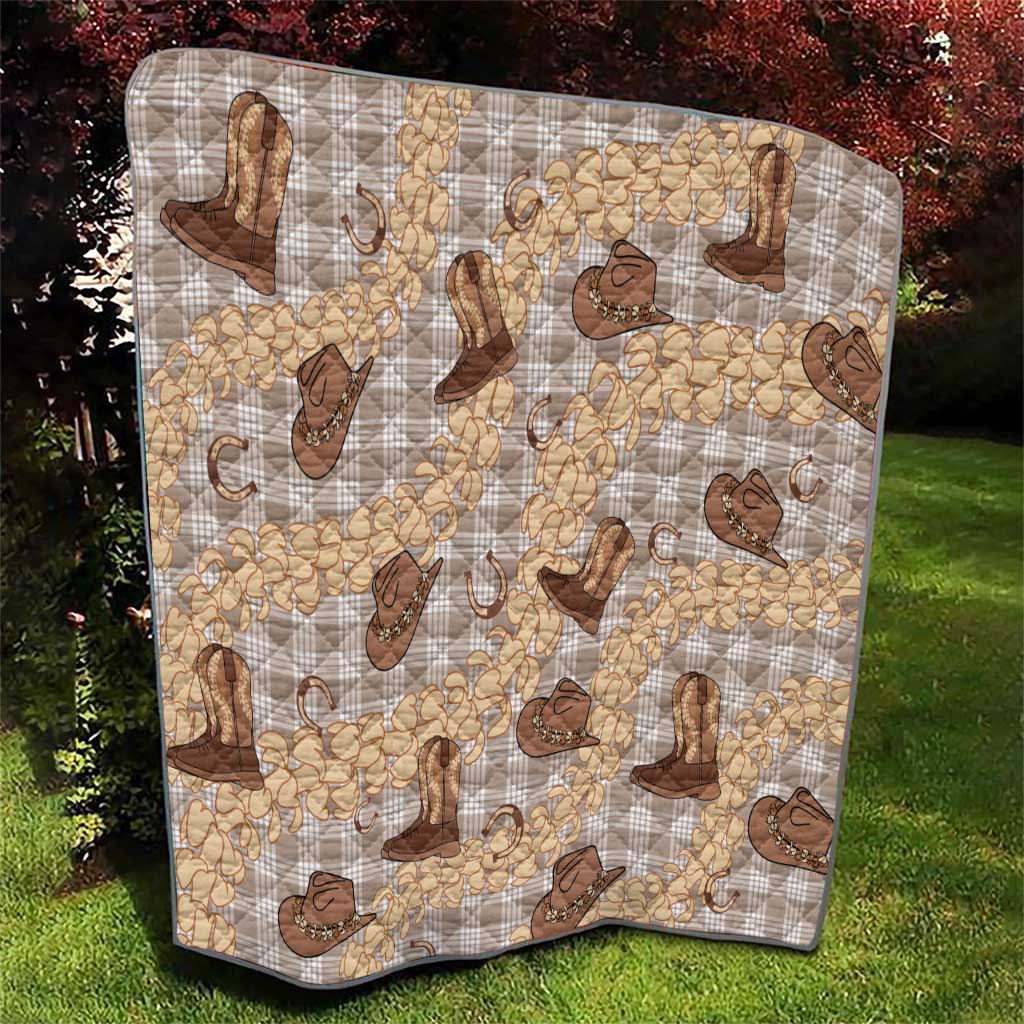 Khaki Palaka Hawaii Cowboy Quilt Puakenikeni Lei Paniolo Papale Seamless Vibes - Polynesian Pride