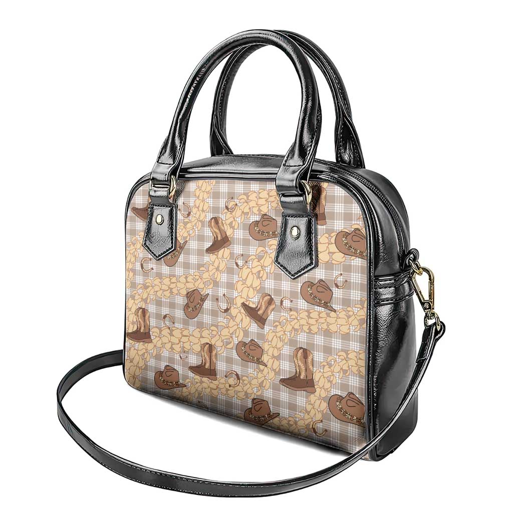 Khaki Palaka Hawaii Cowboy Shoulder Handbag Puakenikeni Lei Paniolo Papale Seamless Vibes - Polynesian Pride