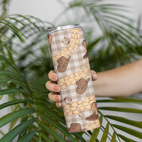 Khaki Palaka Hawaii Cowboy Skinny Tumbler Puakenikeni Lei Paniolo Papale Seamless Vibes LT14 - Polynesian Pride