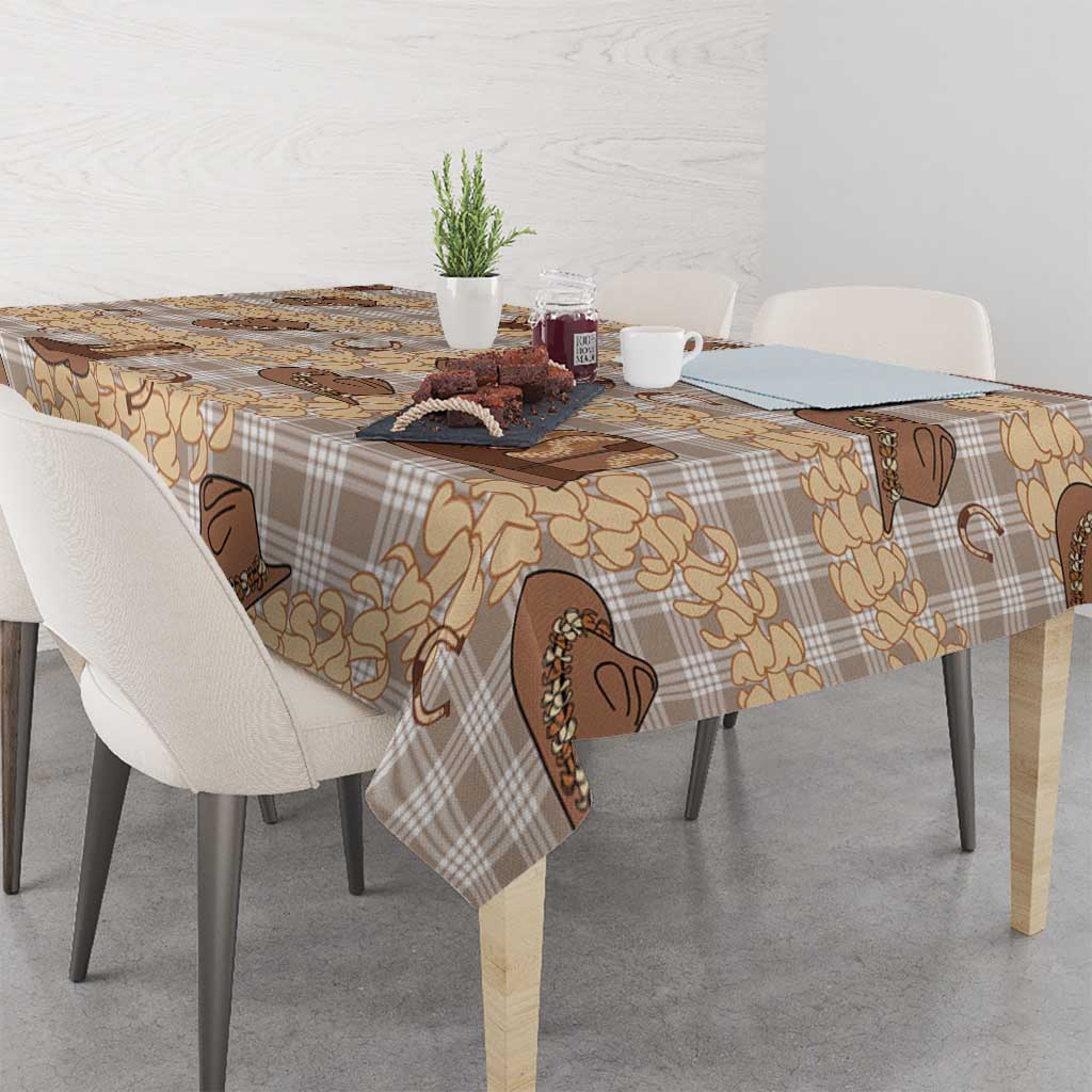 Khaki Palaka Hawaii Cowboy Tablecloth Puakenikeni Lei Paniolo Papale Seamless Vibes LT14 - Polynesian Pride