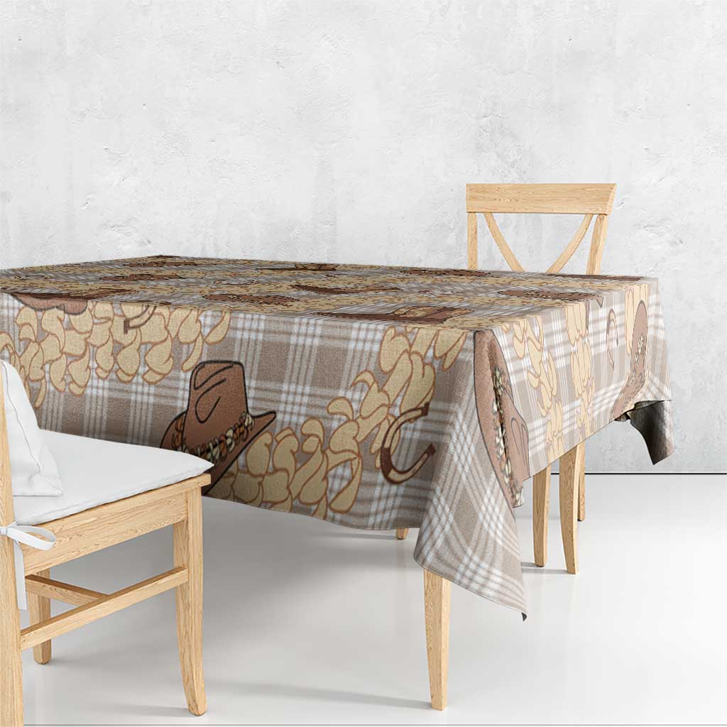 Khaki Palaka Hawaii Cowboy Tablecloth Puakenikeni Lei Paniolo Papale Seamless Vibes LT14 - Polynesian Pride