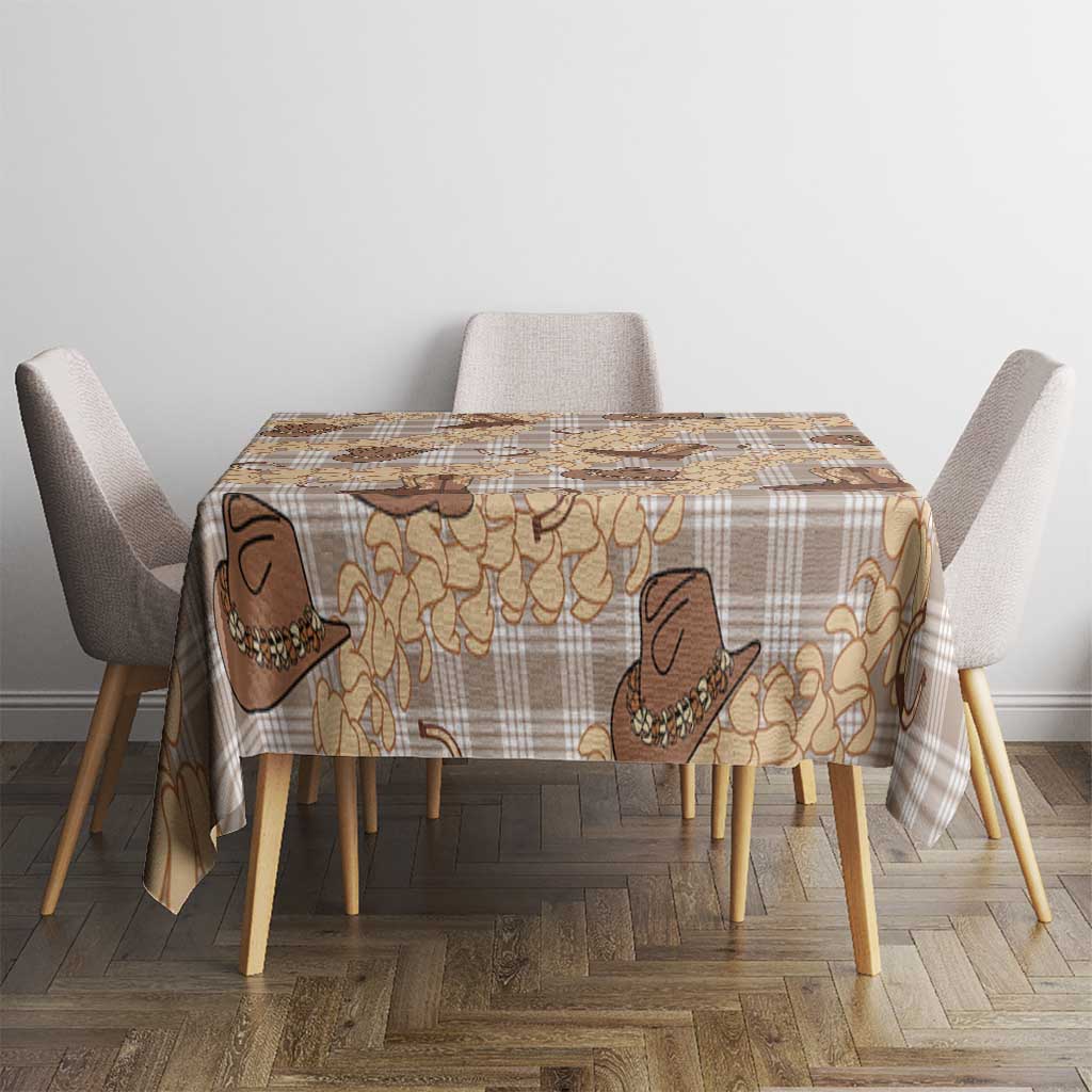 Khaki Palaka Hawaii Cowboy Tablecloth Puakenikeni Lei Paniolo Papale Seamless Vibes LT14 - Polynesian Pride