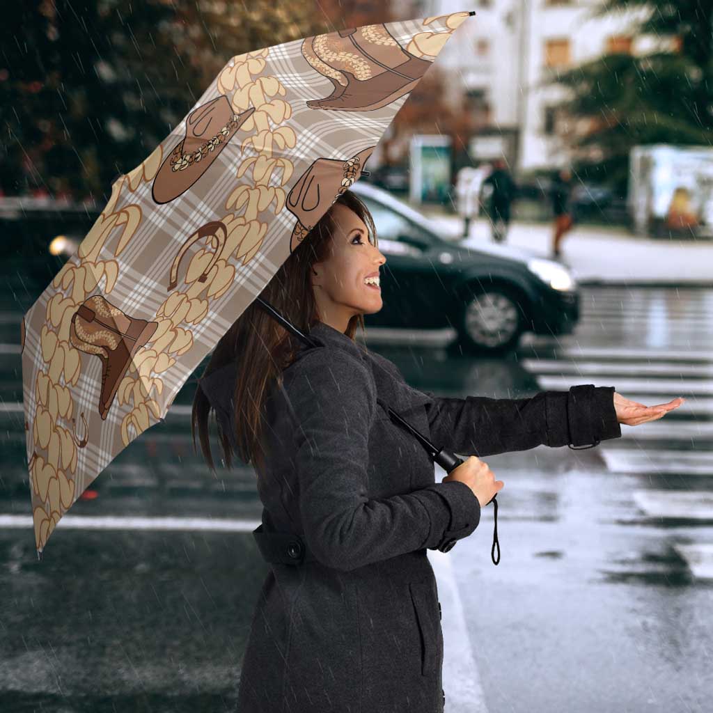 Khaki Palaka Hawaii Cowboy Umbrella Puakenikeni Lei Paniolo Papale Seamless Vibes - Polynesian Pride