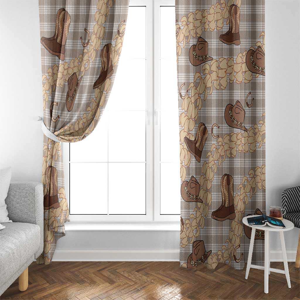Khaki Palaka Hawaii Cowboy Window Curtain Puakenikeni Lei Paniolo Papale Seamless Vibes - Polynesian Pride