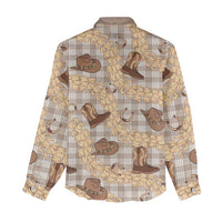 Khaki Palaka Hawaii Cowboy Women Casual Shirt Puakenikeni Lei Paniolo Papale Seamless Vibes LT14 - Polynesian Pride