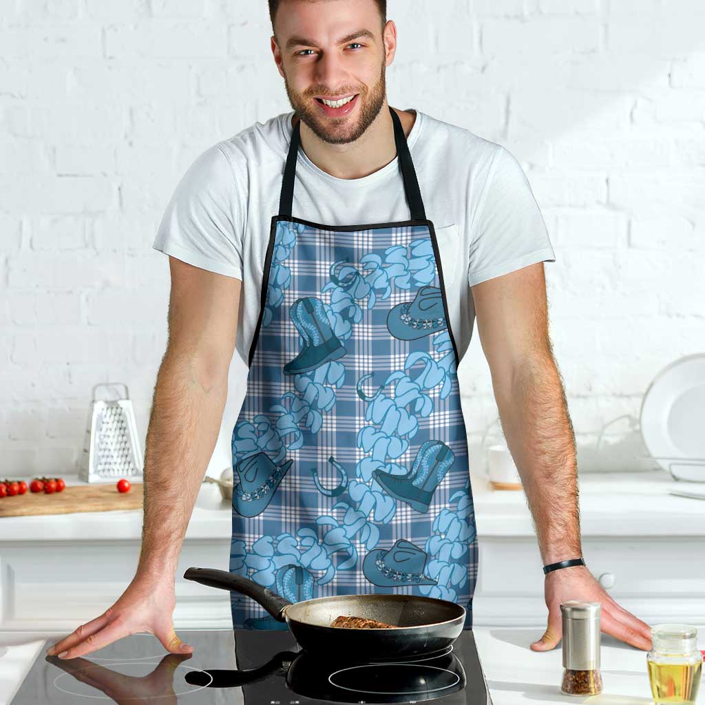 Cyan Palaka Hawaii Cowboy Apron Puakenikeni Lei Paniolo Papale Seamless Vibes - Polynesian Pride