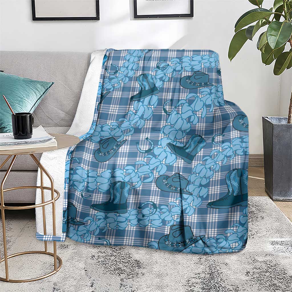 Cyan Palaka Hawaii Cowboy Blanket Puakenikeni Lei Paniolo Papale Seamless Vibes - Polynesian Pride