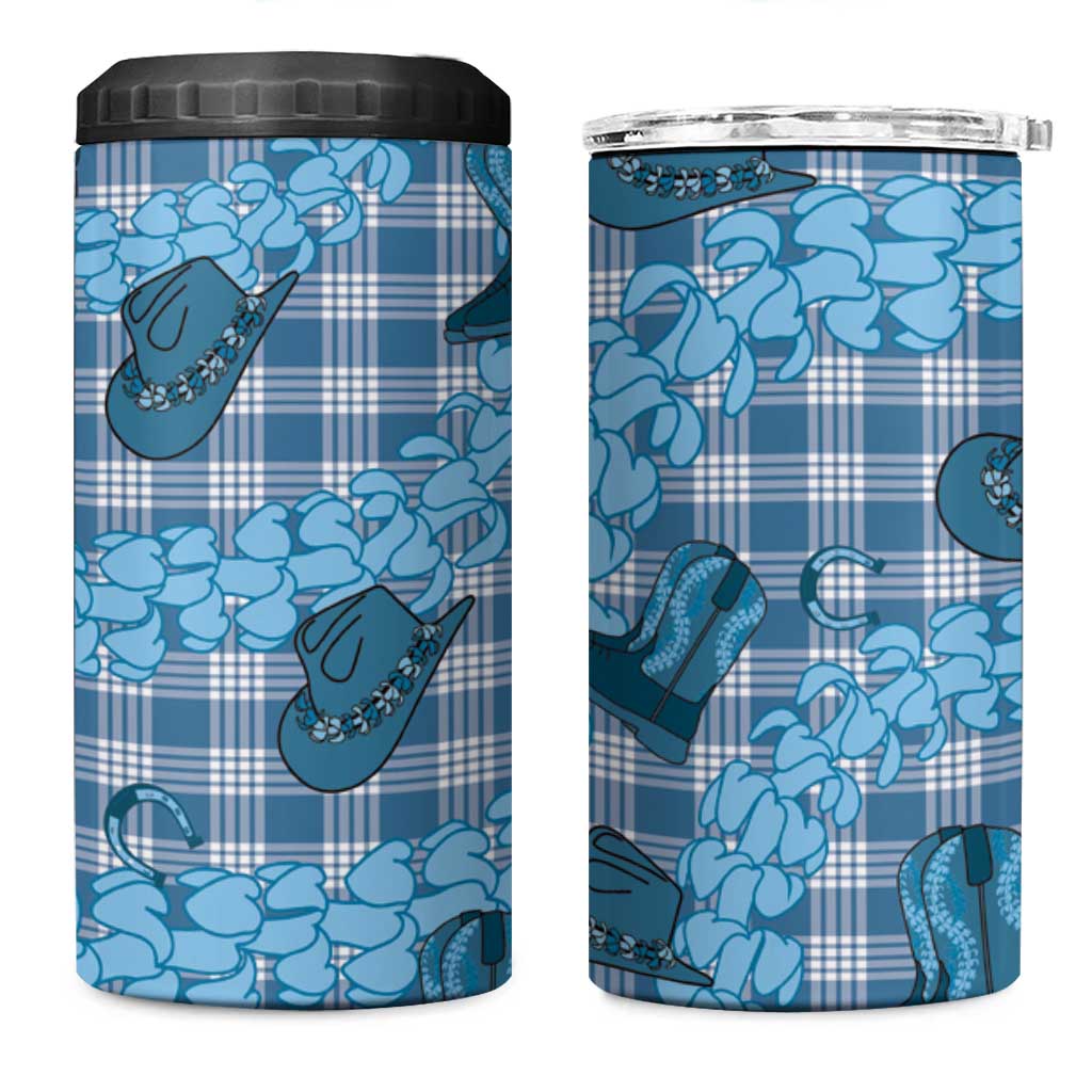 Cyan Palaka Hawaii Cowboy 4 in 1 Can Cooler Tumbler Puakenikeni Lei Paniolo Papale Seamless Vibes LT14 One Size: 16 oz Cyan - Polynesian Pride