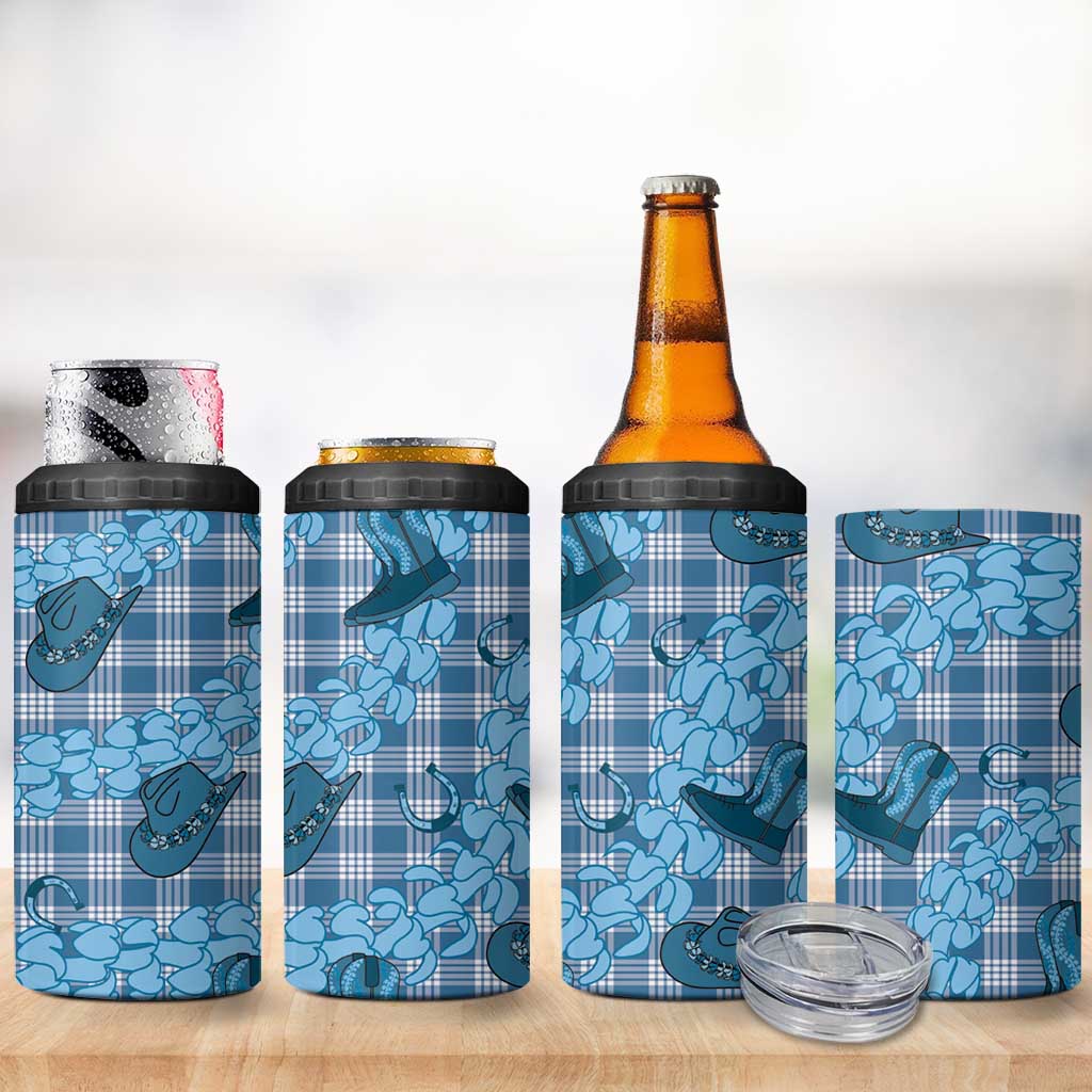 Cyan Palaka Hawaii Cowboy 4 in 1 Can Cooler Tumbler Puakenikeni Lei Paniolo Papale Seamless Vibes LT14 - Polynesian Pride