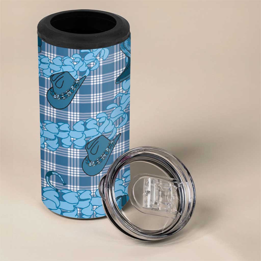 Cyan Palaka Hawaii Cowboy 4 in 1 Can Cooler Tumbler Puakenikeni Lei Paniolo Papale Seamless Vibes LT14 - Polynesian Pride