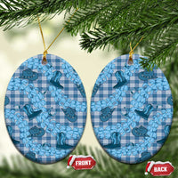 Cyan Palaka Hawaii Cowboy Ceramic Ornament Puakenikeni Lei Paniolo Papale Seamless Vibes - Polynesian Pride