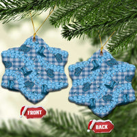 Cyan Palaka Hawaii Cowboy Ceramic Ornament Puakenikeni Lei Paniolo Papale Seamless Vibes - Polynesian Pride