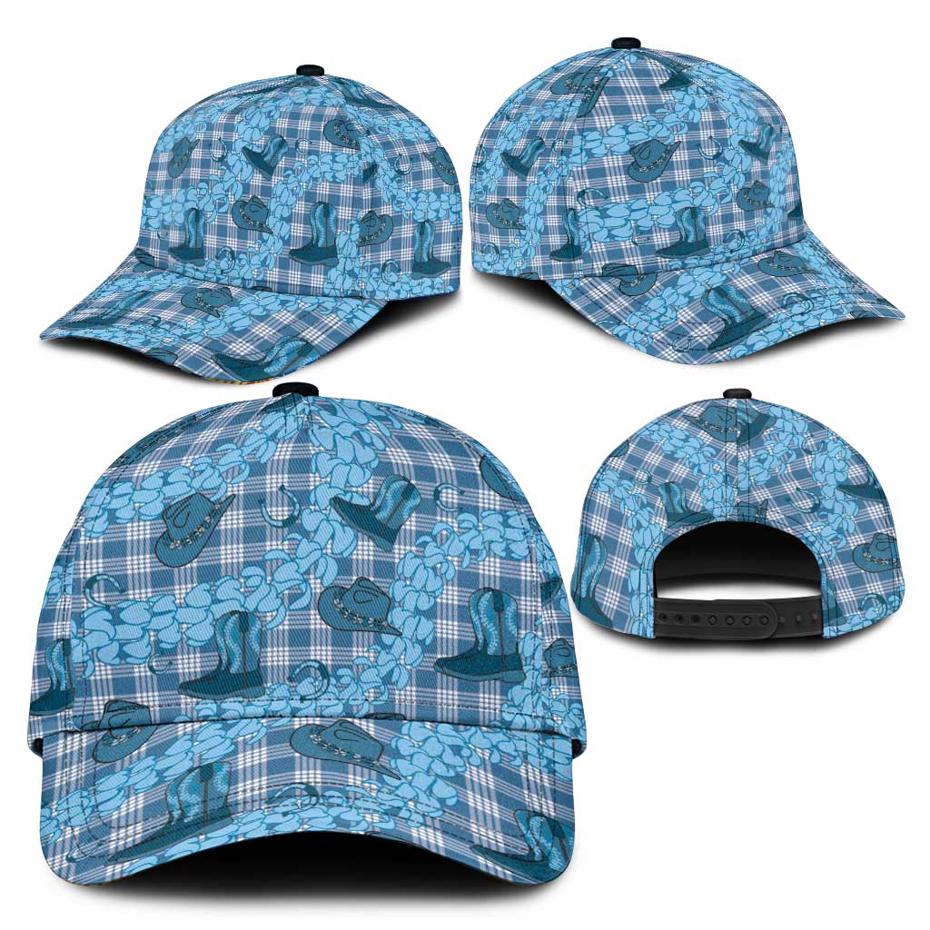 Cyan Palaka Hawaii Cowboy Classic Cap Puakenikeni Lei Paniolo Papale Seamless Vibes - Polynesian Pride