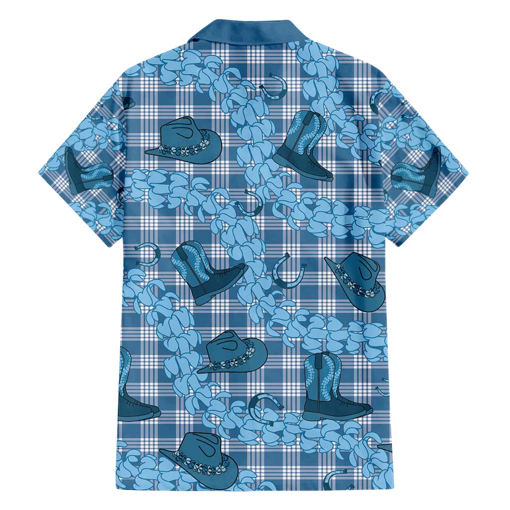 Cyan Palaka Hawaii Cowboy Family Matching Puletasi and Hawaiian Shirt Puakenikeni Lei Paniolo Papale Seamless Vibes LT14 - Polynesian Pride