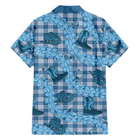 Cyan Palaka Hawaii Cowboy Family Matching Short Sleeve Bodycon Dress and Hawaiian Shirt Puakenikeni Lei Paniolo Papale Seamless Vibes LT14 - Polynesian Pride