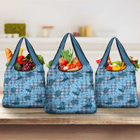 Cyan Palaka Hawaii Cowboy Grocery Bag Puakenikeni Lei Paniolo Papale Seamless Vibes - Polynesian Pride