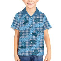Cyan Palaka Hawaii Cowboy Hawaiian Shirt Puakenikeni Lei Paniolo Papale Seamless Vibes - Polynesian Pride
