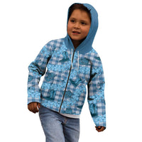 Cyan Palaka Hawaii Cowboy Kid Hoodie Puakenikeni Lei Paniolo Papale Seamless Vibes LT14 - Polynesian Pride