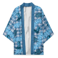 Cyan Palaka Hawaii Cowboy Kimono Puakenikeni Lei Paniolo Papale Seamless Vibes - Polynesian Pride