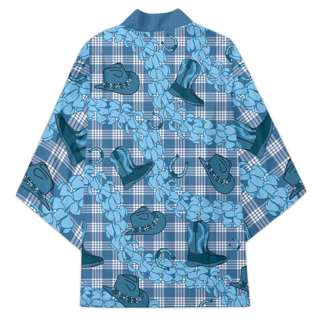 Cyan Palaka Hawaii Cowboy Kimono Puakenikeni Lei Paniolo Papale Seamless Vibes - Polynesian Pride
