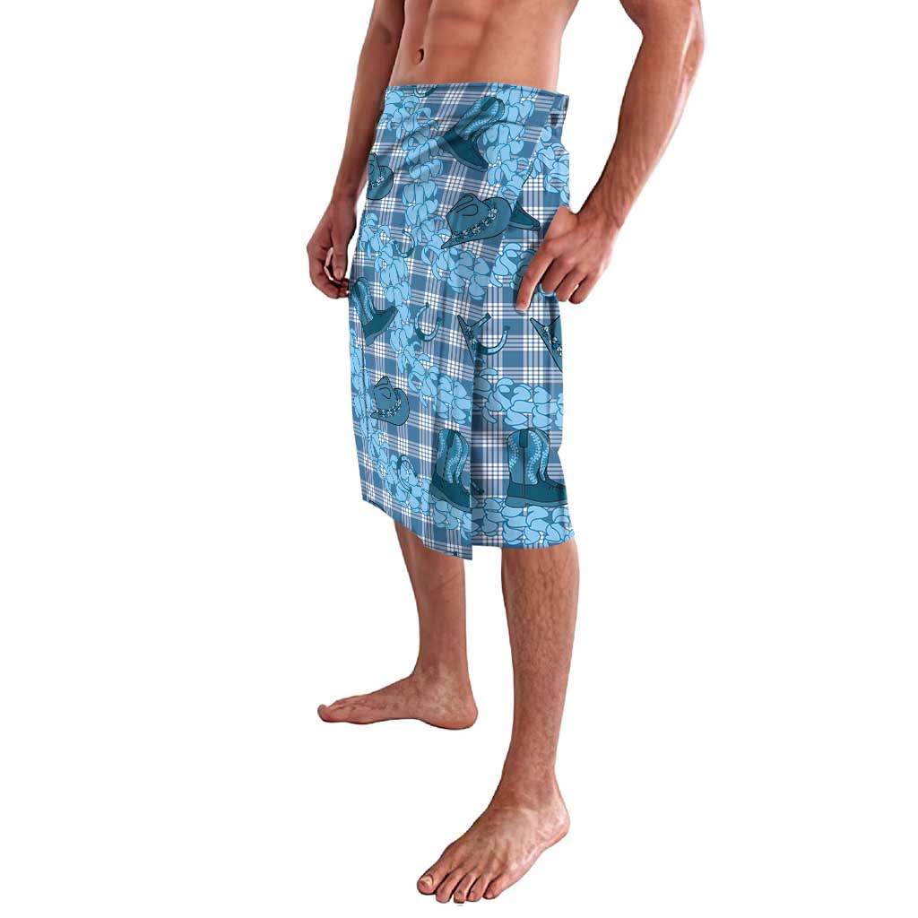 Cyan Palaka Hawaii Cowboy Lavalava Puakenikeni Lei Paniolo Papale Seamless Vibes - Polynesian Pride