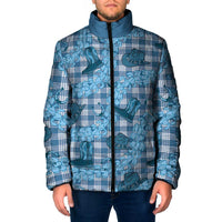 Cyan Palaka Hawaii Cowboy Padded Jacket Puakenikeni Lei Paniolo Papale Seamless Vibes LT14 Men Cyan - Polynesian Pride
