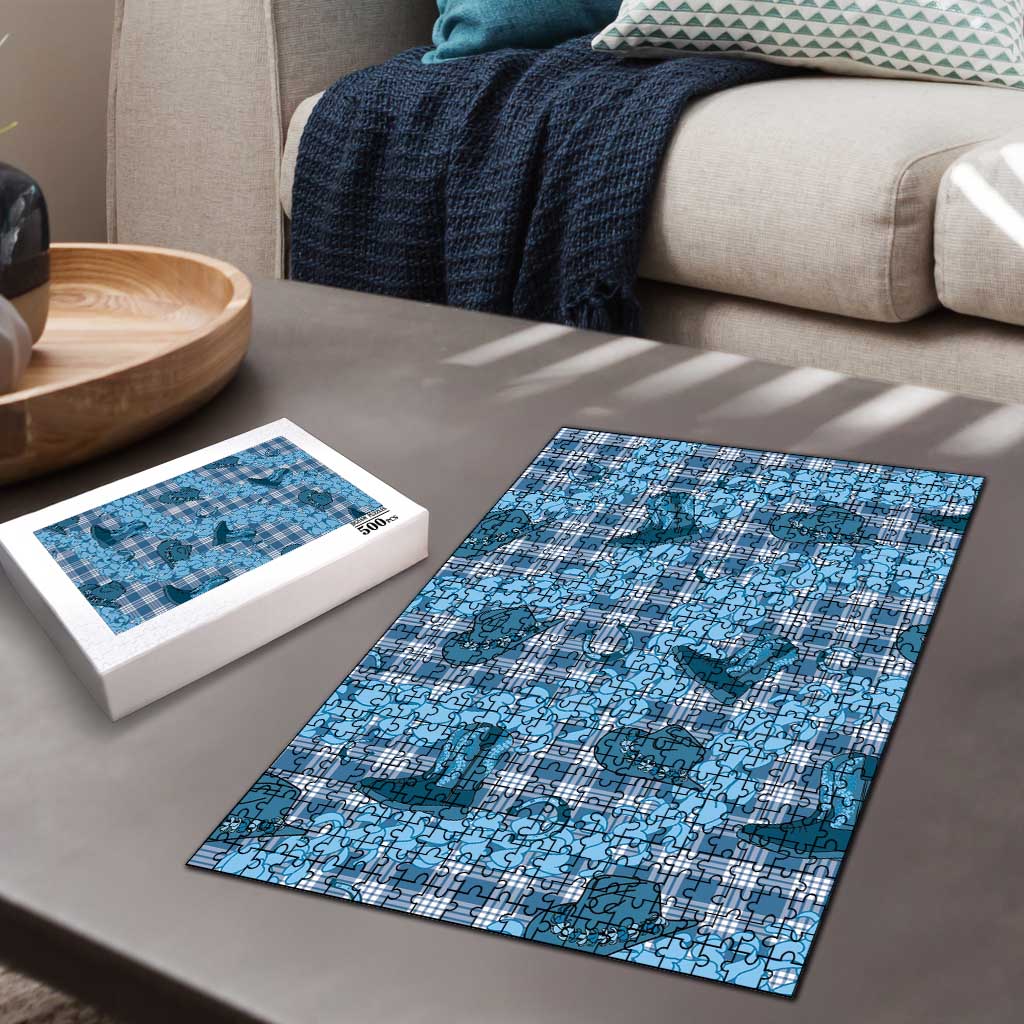 Cyan Palaka Hawaii Cowboy Puzzle Puakenikeni Lei Paniolo Papale Seamless Vibes - Polynesian Pride