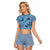 Cyan Palaka Hawaii Cowboy Raglan Cropped T Shirt Puakenikeni Lei Paniolo Papale Seamless Vibes - Polynesian Pride