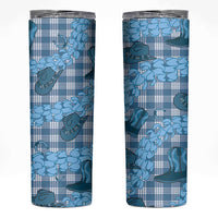 Cyan Palaka Hawaii Cowboy Skinny Tumbler Puakenikeni Lei Paniolo Papale Seamless Vibes LT14 Cyan - Polynesian Pride