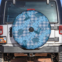 Cyan Palaka Hawaii Cowboy Spare Tire Cover Puakenikeni Lei Paniolo Papale Seamless Vibes LT14 Cyan - Polynesian Pride