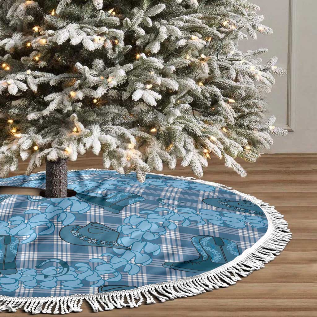 Cyan Palaka Hawaii Cowboy Tree Skirt Puakenikeni Lei Paniolo Papale Seamless Vibes - Polynesian Pride