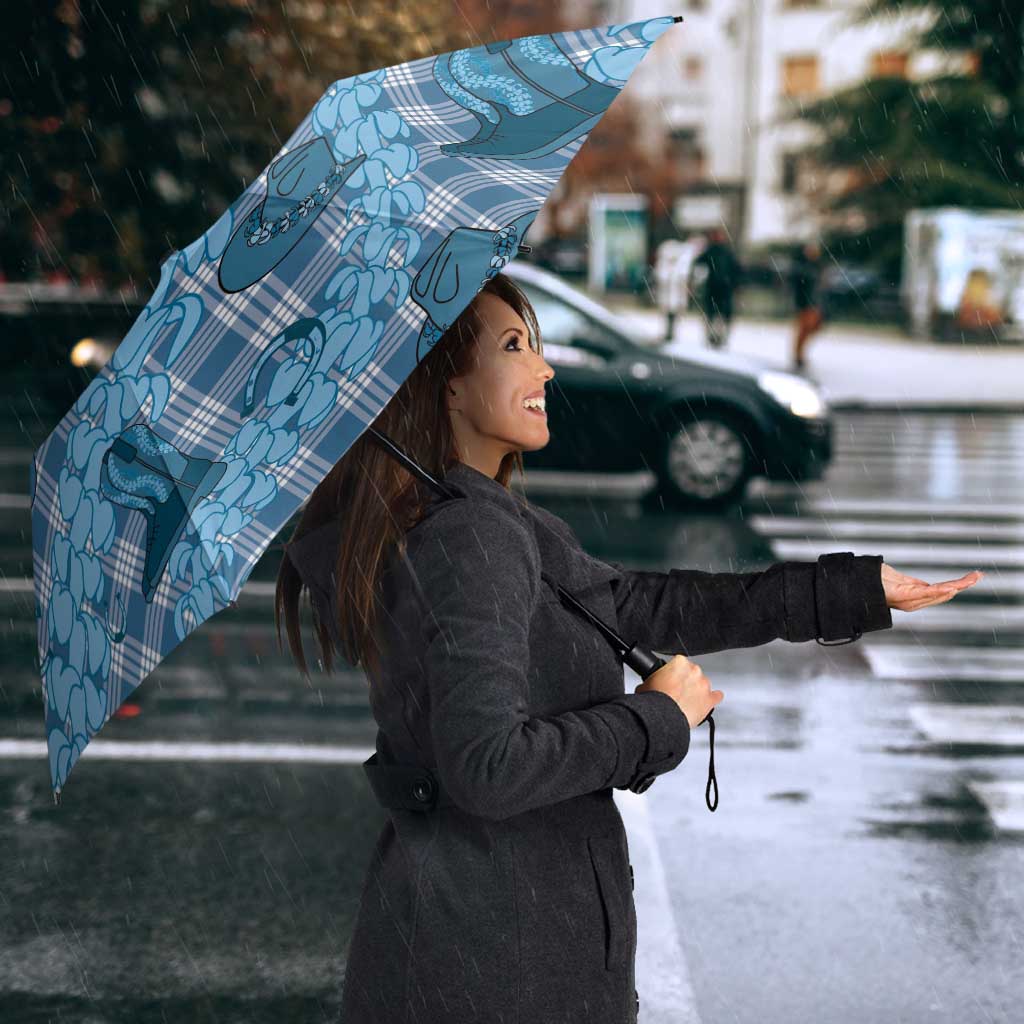 Cyan Palaka Hawaii Cowboy Umbrella Puakenikeni Lei Paniolo Papale Seamless Vibes - Polynesian Pride