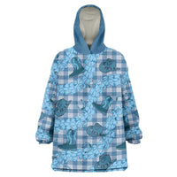 Cyan Palaka Hawaii Cowboy Wearable Blanket Hoodie Puakenikeni Lei Paniolo Papale Seamless Vibes LT14 One Size Cyan - Polynesian Pride