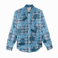 Cyan Palaka Hawaii Cowboy Women Casual Shirt Puakenikeni Lei Paniolo Papale Seamless Vibes LT14 - Polynesian Pride