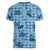 Cyan Palaka Hawaii Cowboy Women V-Neck T-Shirt Puakenikeni Lei Paniolo Papale Seamless Vibes - Polynesian Pride