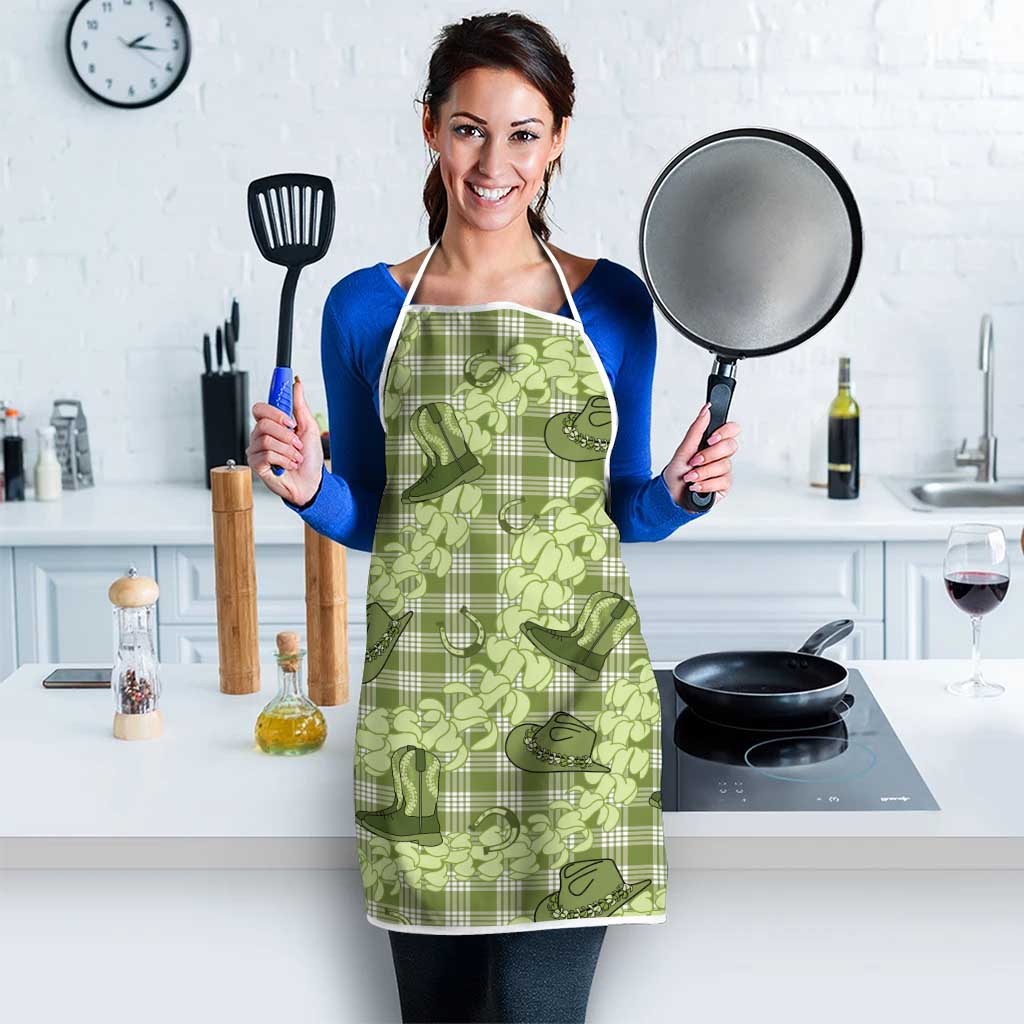 Lime Palaka Hawaii Cowboy Apron Puakenikeni Lei Paniolo Papale Seamless Vibes - Polynesian Pride